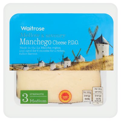 Waitrose Spanish Manchego Cheese DOP Strength 3