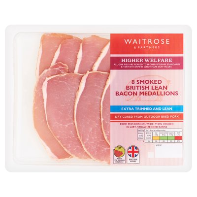 Waitrose 8 Smoked Dry Cured Extra Lean Bacon Medallions