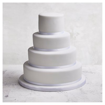 Fruit, Golden & Chocolate Sponge 4-Tier Ribbon Wedding Cake