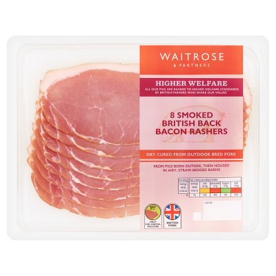 Waitrose 8 Beech Smoked Dry Cured Back Bacon Rashers
