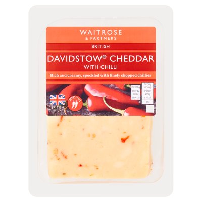 Waitrose Davidstow Cornish Medium Cheddar Cheese with Chilli Strength 4