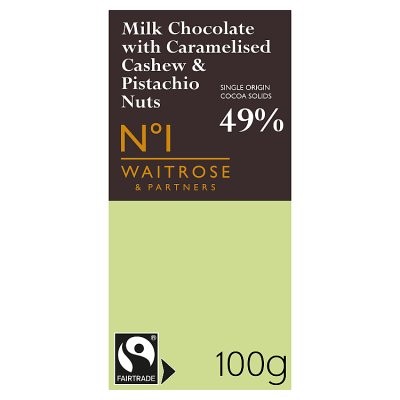 No.1 Fairtrade Milk Chocolate with Hazelnut, Caramelised Cashew & Pistachio Nuts
