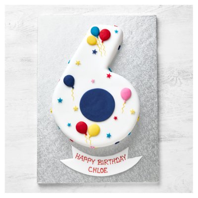 6th Birthday Balloon & Stars Cake