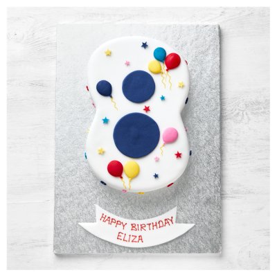 8th Birthday Balloon & Stars Cake