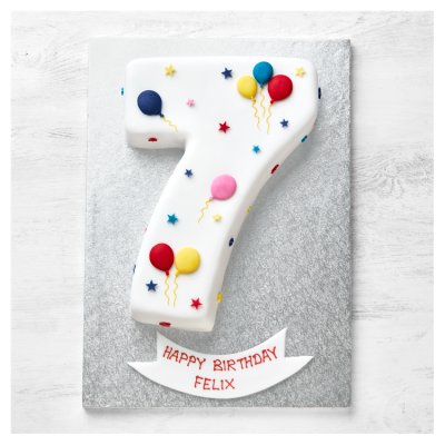 7th Birthday Balloon & Stars Cake