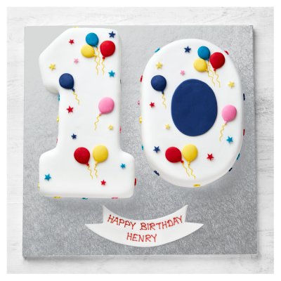 10th Birthday Balloon & Stars Cake