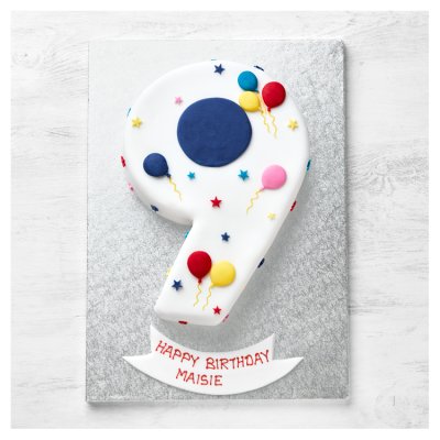 9th Birthday Balloon & Stars Cake