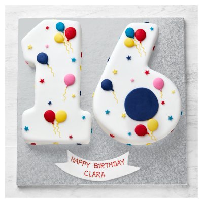 16th Birthday Balloon & Stars Cake