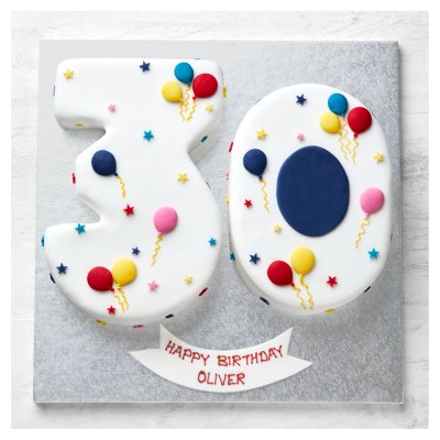 30th Birthday Balloon & Stars Cake