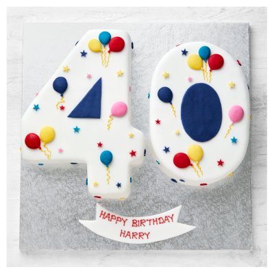 40th Birthday Balloon & Stars Cake