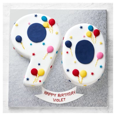90th Birthday Balloon & Stars Cake