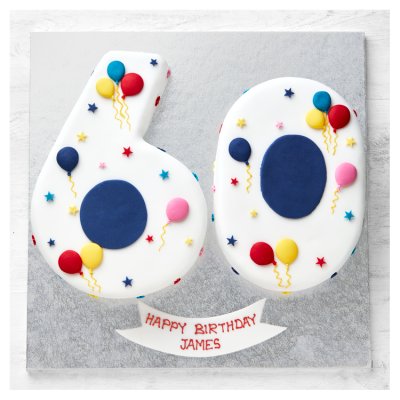 60th Birthday Balloon & Stars Cake