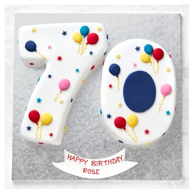 70th Birthday Balloon & Stars Cake