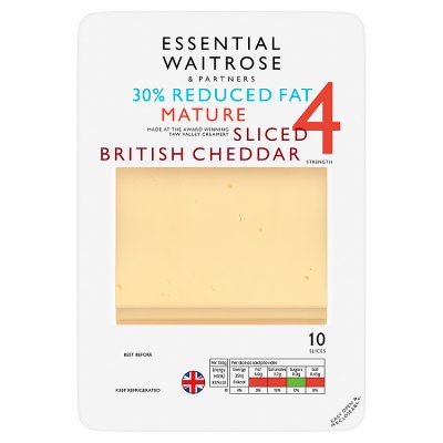 Essential 30% Reduced Fat Mature Sliced Cheddar Cheese Strength 4