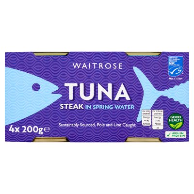 Waitrose MSC Tuna Steak In Spring Water