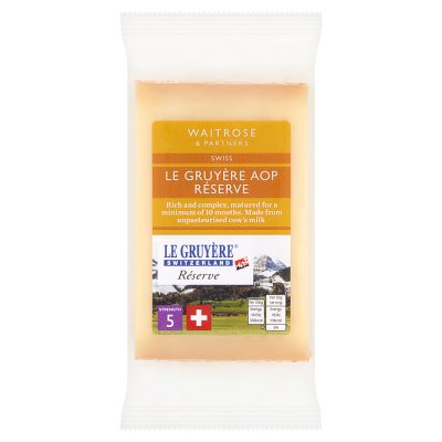 Waitrose Swiss Le Gruyere Reserve AOP Gruyere Cheese Strength 5