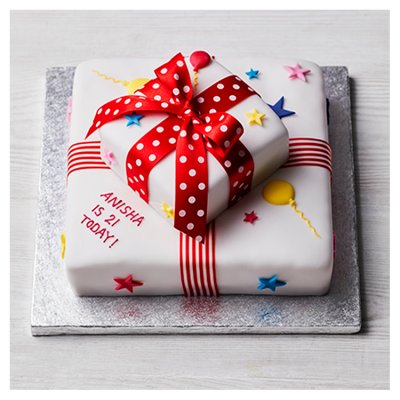 Two Tier Balloon & Stars Parcel Cake