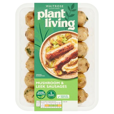 PlantLiving: Mushroom & Leek Sausages