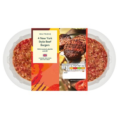 Waitrose BBQ 4 New York Style Beef Burgers