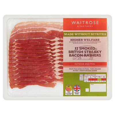 Waitrose 12 Made Without Nitrite Smoked Streaky Bacon Rashers