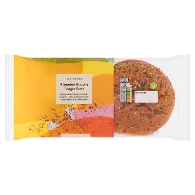 Waitrose Summer 4 Seeded Brioche Burger Buns