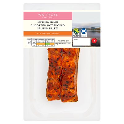 Waitrose 2 Hot Smoked Salmon Fillets Tandoori
