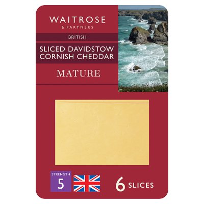 Waitrose Davidstow Cornish Mature Sliced Cheddar Cheese Strength 5