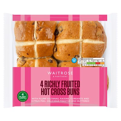 Waitrose Easter 4 Richly Fruited Hot Cross Buns