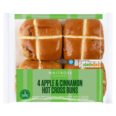 Waitrose Easter 4 Apple and Cinnamon Hot Cross Buns