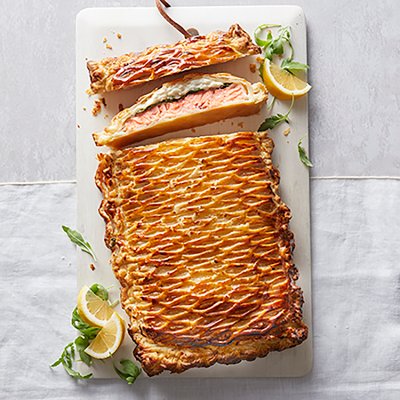 Scottish Salmon En Croute with a lemon & mascarpone sauce