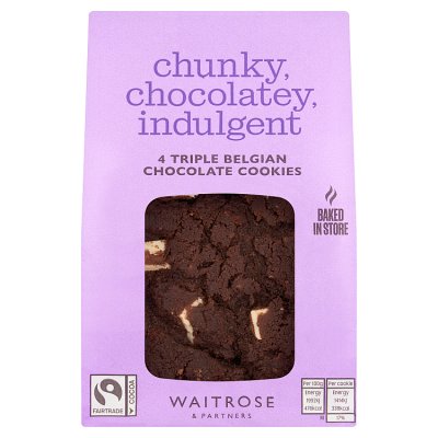 Waitrose 4 Triple Belgian Chocolate Cookies