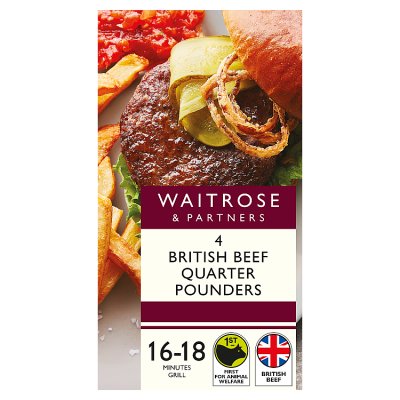 Waitrose 4 British Beef Quarter Pounders With Onions
