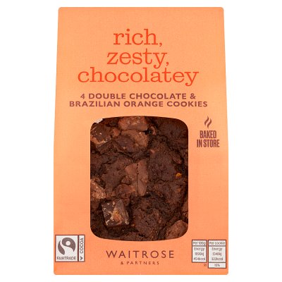 Waitrose 4 Double Chocolate & Brazilian Orange Cookies