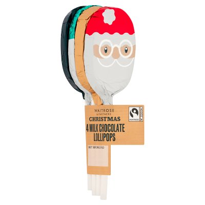Waitrose Christmas 4 Milk Chocolate Lollipops