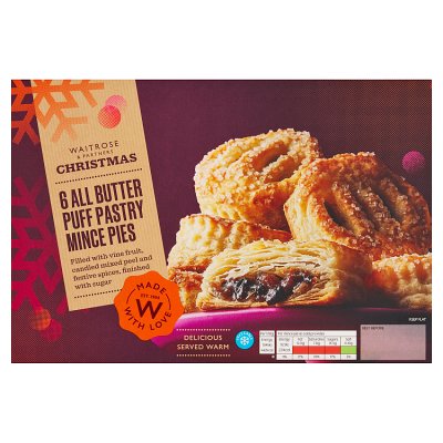 Waitrose Christmas 6 All Butter Puff Pastry Mince Pies