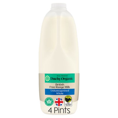 Duchy Organic Unhomogenised Whole Milk 4 Pints