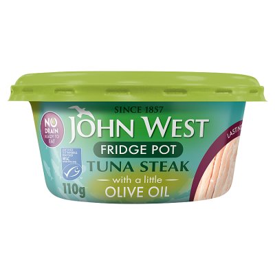 John West No Drain Fridge Pot Tuna Steak with a Little Olive Oil MSC 110g