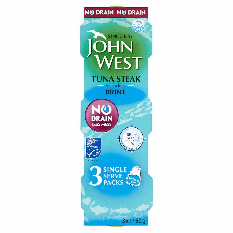 John West No Drain Tuna Steak in Brine 3 x 60g