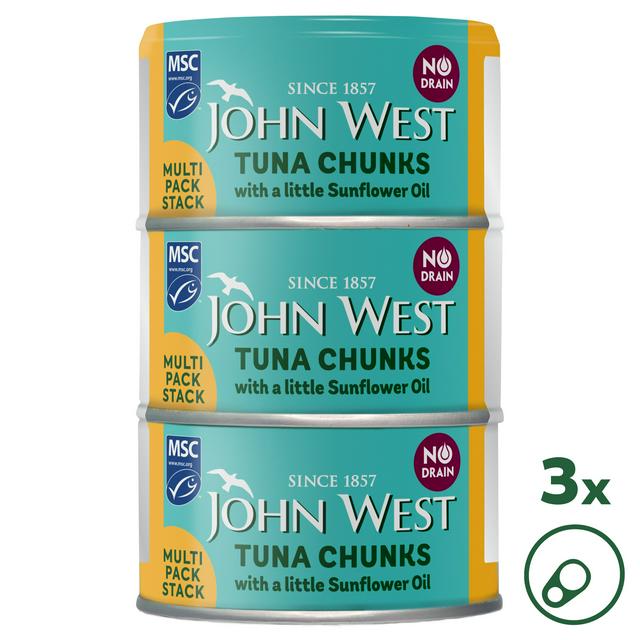 John West No Drain Tuna Chunks with a Little Sunflower Oil MSC 3x100g