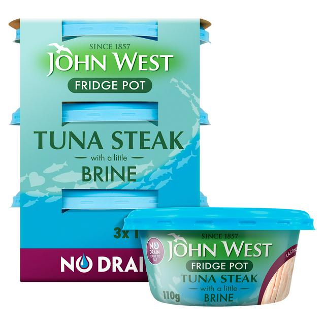 John West No Drain Fridge Pot Tuna Steak with a Little Brine 3x110g