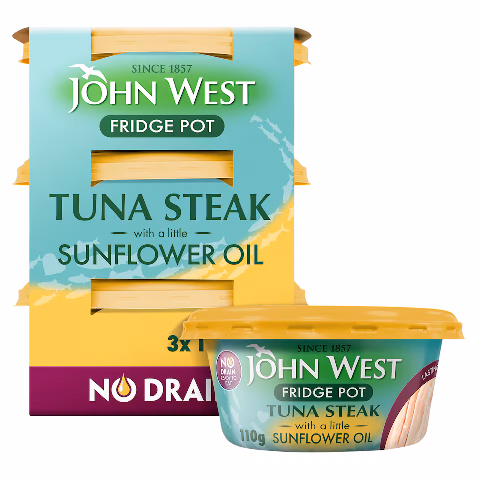 John West No Drain Fridge Pot Tuna Steak with a Little Sunflower Oil 3x110g