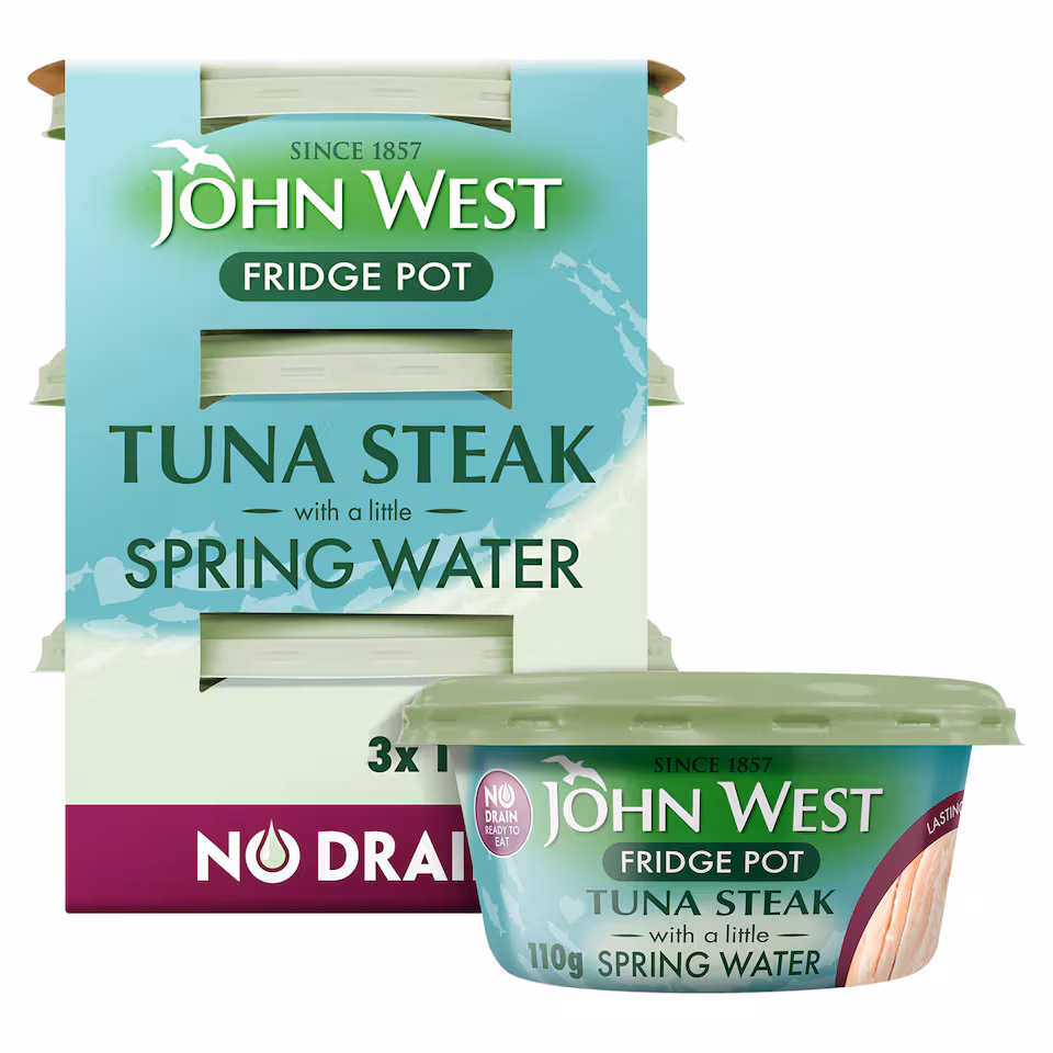 John West No Drain Fridge Pot Tuna Steak with a Little Spring Water 3x110g