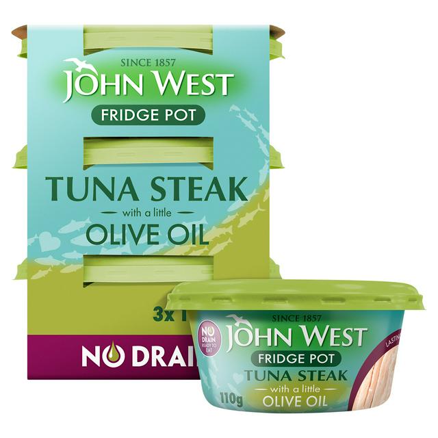 John West No Drain Fridge Pot Tuna Steak with a Little Olive Oil 3x110g