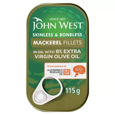 John West Mackerel Fillets in Oil with 8% Extra Virgin Olive Oil 115g