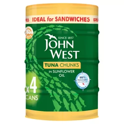 John West Tuna Chunks in Sunflower Oil 4 x 132g