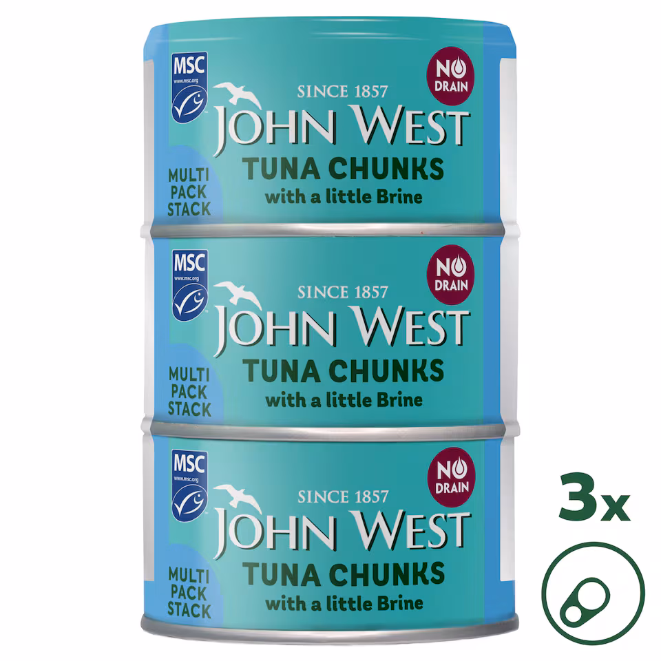 John West No Drain Tuna Chunks with a Little Brine MSC 3x100g