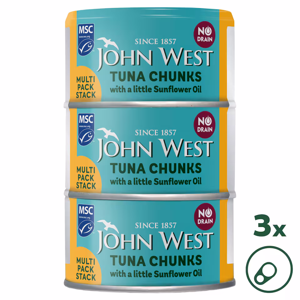 John West No Drain Tuna Chunks with a Little Sunflower Oil MSC 3x100g