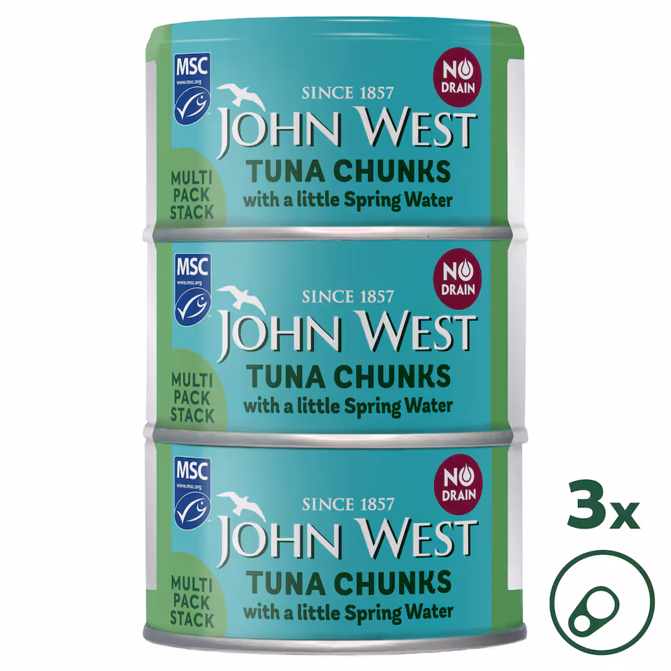 John West No Drain Tuna Chunks with a Little Spring Water MSC 3x100g