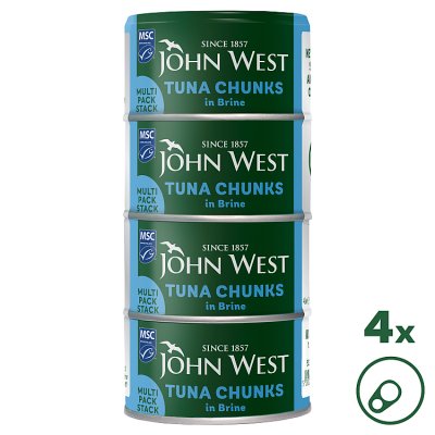 John West Tuna Chunks in Brine MSC 4x125g (102g drained)
