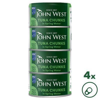 John West Tuna Chunks in Spring Water MSC 4x125g (102g drained)